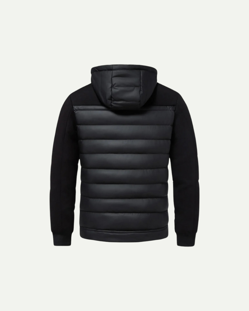 Hooded puffer jacket, old money men's outerwear product photo — Belvoirne