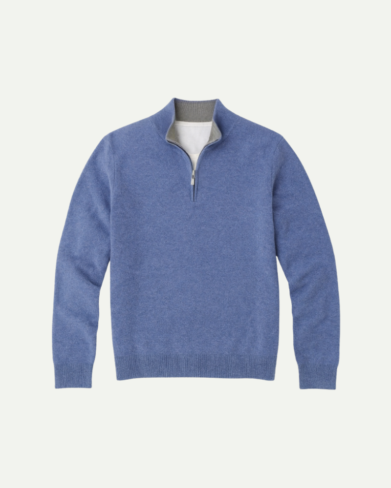 Old money wool half-zip jumper, men's knitwear product photo — Belvoirne