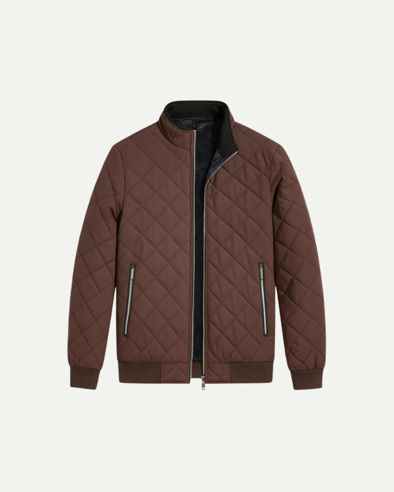 Fleece-lined quilted jacket, old money men's outerwear product photo — Belvoirne