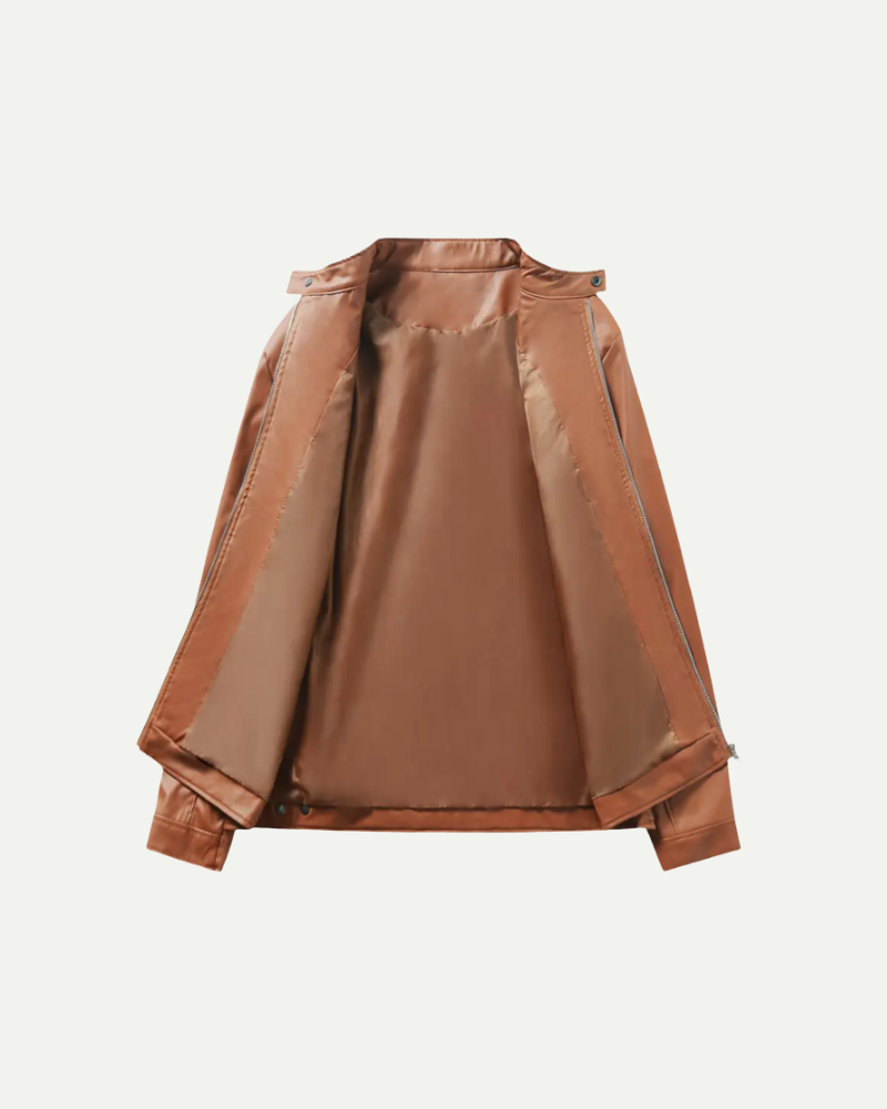 Leather biker jacket, old money men's outerwear product photo — Belvoirne