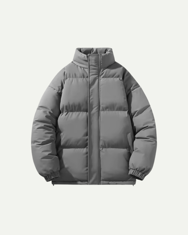 Old money puffer jacket, men's outerwear product photo — Belvoirne