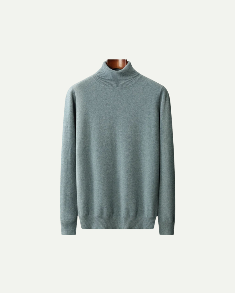 Pure wool roll neck jumper, old money men's knitwear product photo — Belvoirne
