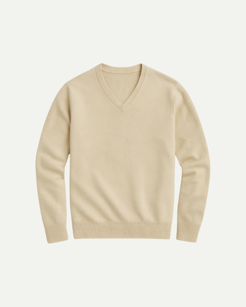 Old money wool V-neck jumper, men's knitwear product photo — Belvoirne